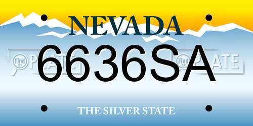 6636SA Nevada License Plate