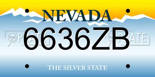 6636ZB Nevada License Plate