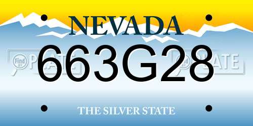 663G28 Nevada License Plate