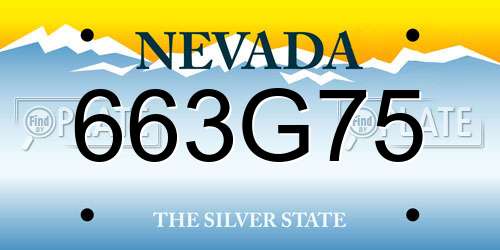 663G75 Nevada License Plate