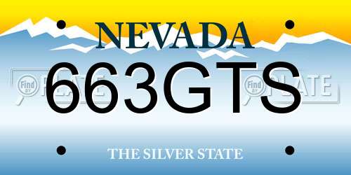 663GTS Nevada License Plate