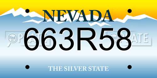 663R58 Nevada License Plate