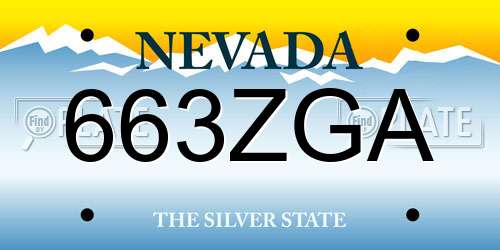 663ZGA Nevada License Plate