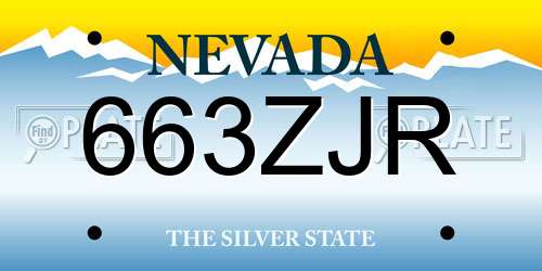 663ZJR Nevada License Plate