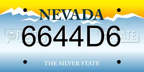6644D6 Nevada License Plate