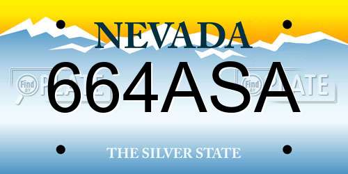 664ASA Nevada License Plate
