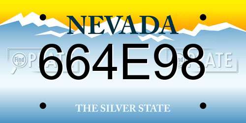 664E98 Nevada License Plate
