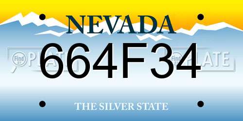 664F34 Nevada License Plate