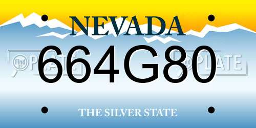 664G80 Nevada License Plate