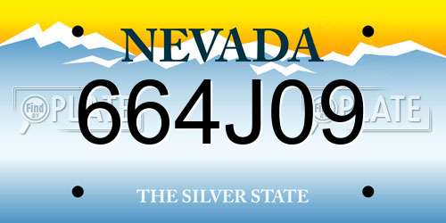 664J09 Nevada License Plate