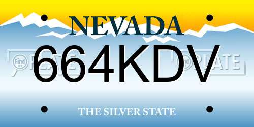 664KDV Nevada License Plate
