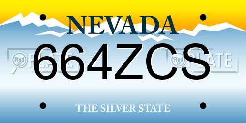 664ZCS Nevada License Plate
