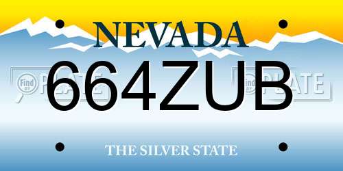 664ZUB Nevada License Plate