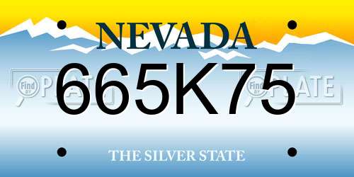 665K75 Nevada License Plate