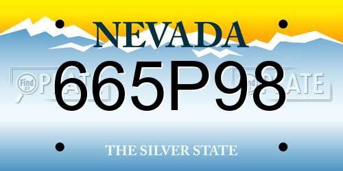 665P98 Nevada License Plate