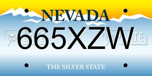 665XZW Nevada License Plate