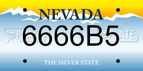 6666B5 Nevada License Plate