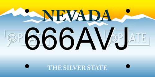 666AVJ Nevada License Plate
