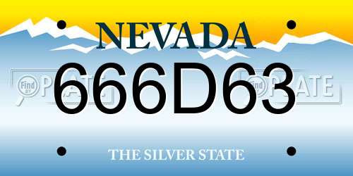 666D63 Nevada License Plate