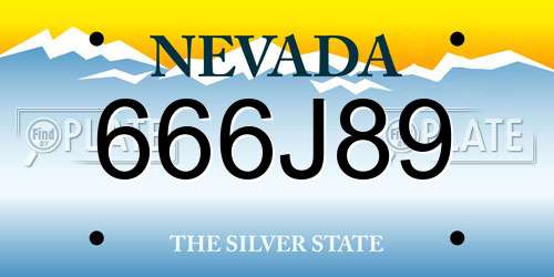 666J89 Nevada License Plate