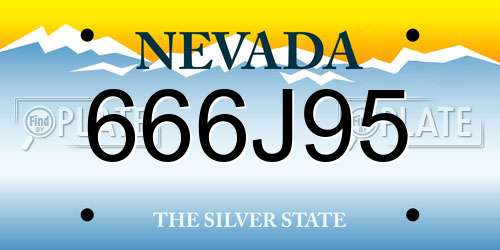 666J95 Nevada License Plate