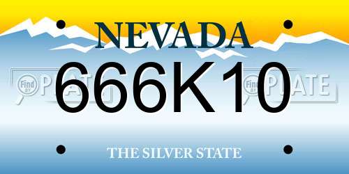 666K10 Nevada License Plate
