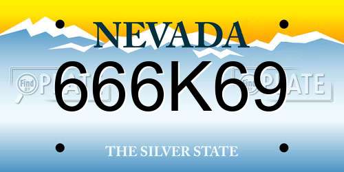 666K69 Nevada License Plate