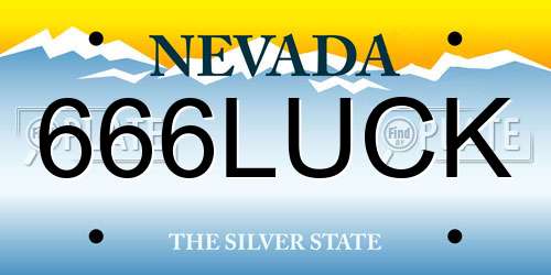 666LUCK Nevada License Plate