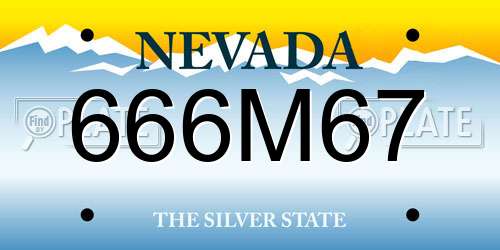 666M67 Nevada License Plate