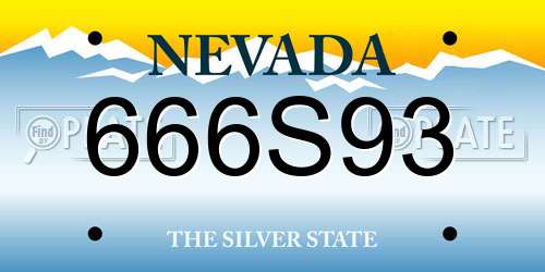 666S93 Nevada License Plate