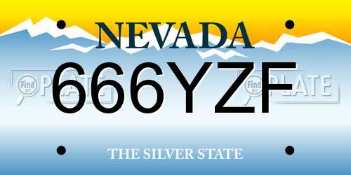666YZF Nevada License Plate