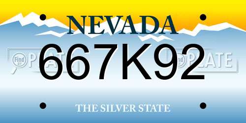667K92 Nevada License Plate