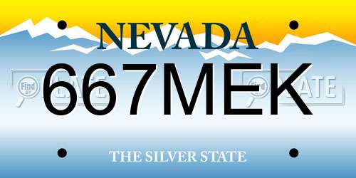 667MEK Nevada License Plate