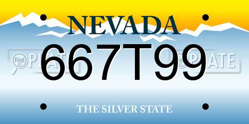 667T99 Nevada License Plate