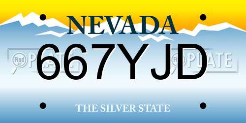 667YJD Nevada License Plate