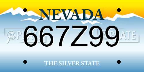 667Z99 Nevada License Plate