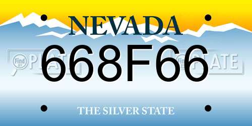 668F66 Nevada License Plate