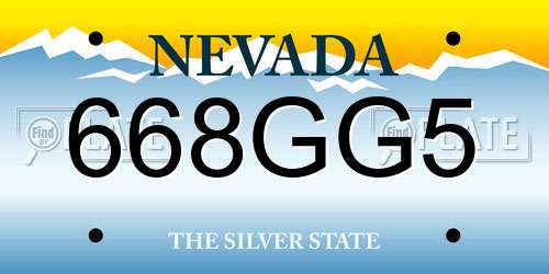 668GG5 Nevada License Plate