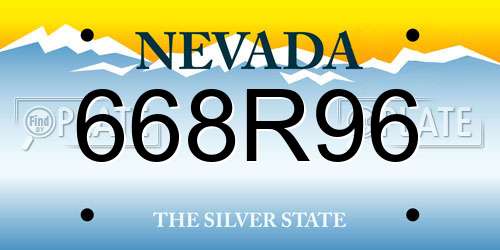 668R96 Nevada License Plate