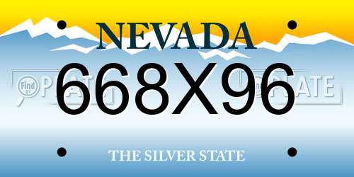 668X96 Nevada License Plate