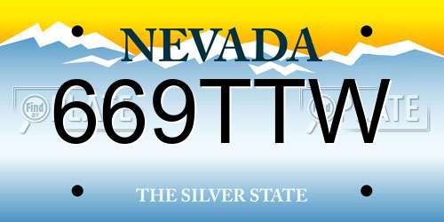 669TTW Nevada License Plate