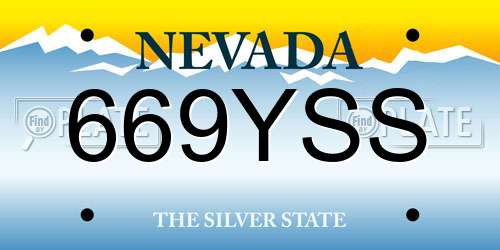 669YSS Nevada License Plate