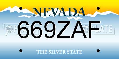 669ZAF Nevada License Plate