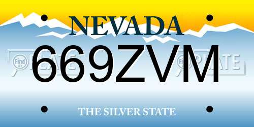 669ZVM Nevada License Plate