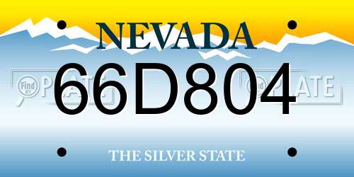 66D804 Nevada License Plate