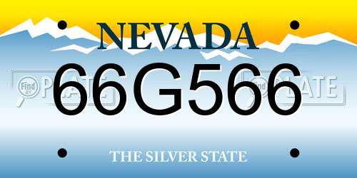 66G566 Nevada License Plate