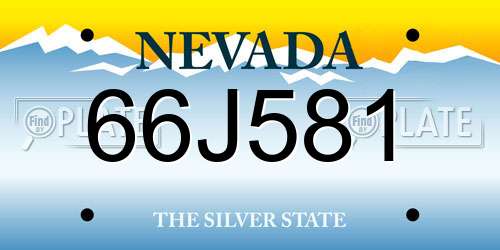 66J581 Nevada License Plate