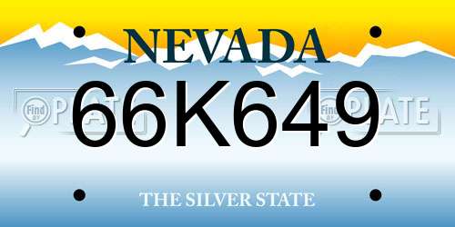 66K649 Nevada License Plate