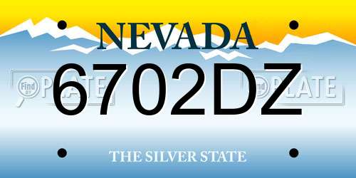 6702DZ Nevada License Plate