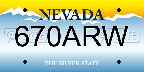 670ARW Nevada License Plate